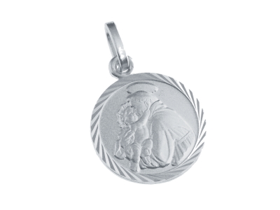 [MDZ-10ANT010] Medaillon des Heiligen Antonius - 925% rhodiniertes Silber (Ø14mm)
