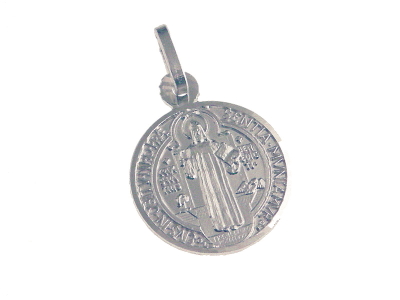 [MDZ-10BEN010] Medaille H Benedictus - gerhodineerd zilver 925‰ (Ø14mm)