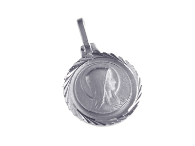 [MDZ-10LOU008] Medal Our Lady of Lourdes - rhodium-plated silver 925‰ (Ø14mm)