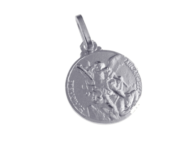 [MDZ-10MIC010] Saint Michael Medal - 925% rhodium-plated silver (Ø14mm)