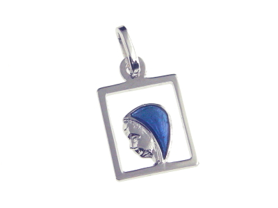 [MDZ-10OLVC1003] Medal Our Lady - rhodium plated silver 925‰ - cut out (11x13mm)
