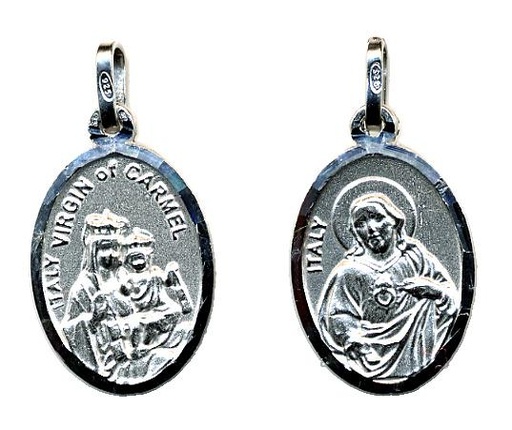 [MDZ-10SCA020] Medaille Scapulier - gerhodineerd zilver 925‰ - ovaal (16x22mm)