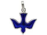 [MDZ-46DF0737BL] Medaille Duifje/blauw emaille - gerhodineerd zilver 925‰ (14x16mm)