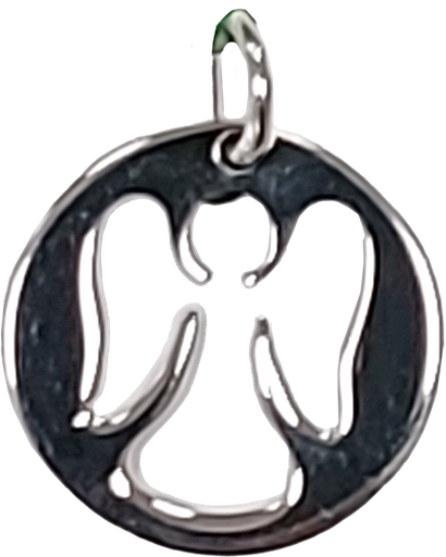 [MDZ-48ENG66] Medal Angel/cut-out - rhodium-plated silver 925‰ (Ø15mm)