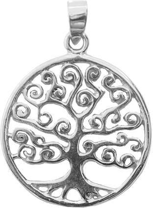 [MDZ-48M3142] Medaille Levensboom - gerhodineerd zilver 925‰ (Ø18mm)