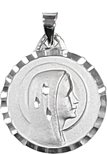 [MDZ-48VG24] Medal Our Lady/crimped edge - rhodium-plated silver 925‰ (Ø18mm)