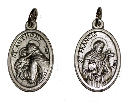 [MED-05ANT022] Anhänger Metall oval - Hl. Antonius (16x22mm)