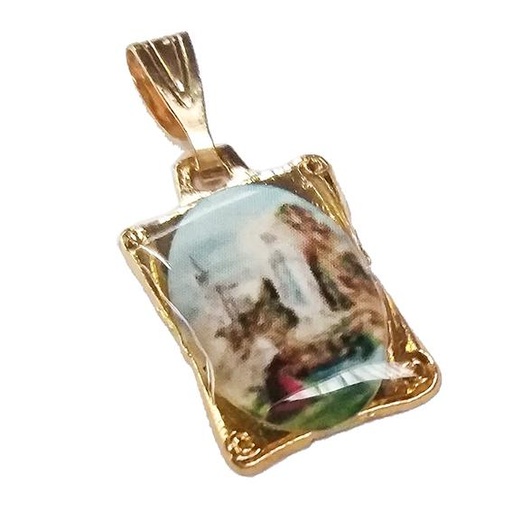 [MED-59LOU187D] Medal Our Lady of Lourdes - metal/gold plated (10x15mm)