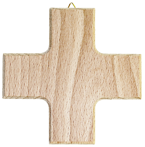 [MKR-01EF100] Croix murale bois/hêtre - vernit/sans crochet (120x120mm)