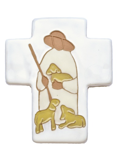 [MKR-02BON1A] Cross ceramic - Good Shepperd - white (90x110mm)