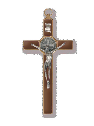 [MKR-09BEN838BR] Croix St Benoit/métal - émaille/brun (100x200mm)