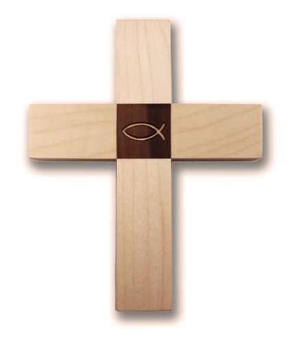 [MKR-41NKA] Kruisbeeld Ictus - hout/2 kleurig gebeitst (130x160mm)