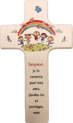 [MKR-41TFR544] Tekstcross wood - Seigneur, je te remercie...' (90x150mm)