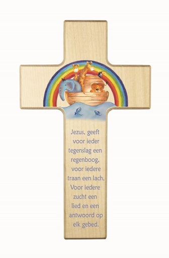 [MKR-41TNL454] Kinderkreuz Holz - 'Jezus geeft voor...' (90x150mm)