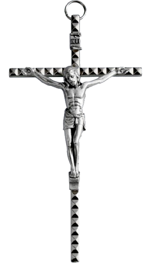 [MKR-54MT076N] Croix murale métal - Christ/métal (60x115mm)