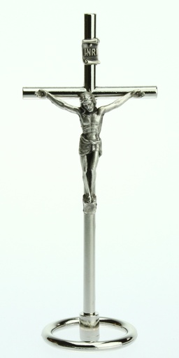 [MKR-54MTV105N] Croix sur pied nicklé - Christ/argenté (45x110mm)