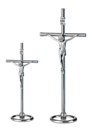 [MKR-54MTV109N] Croix sur pied nicklé - Christ/argenté (65x160mm)