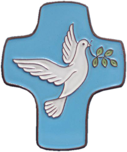 [MKR-58VG501B] Ceramic cross - Pigeon peace - Blue (85x105mm)