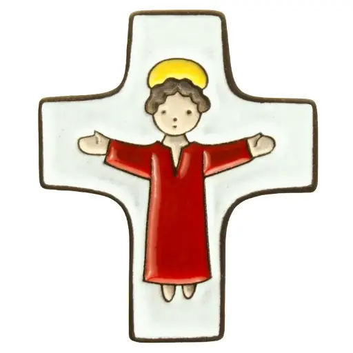 [MKR-58VG50D] Ceramic cross - Jesus - Red (75x90mm)