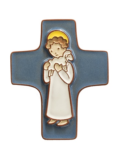 [MKR-58VG70A] Ceramic cross - Good Shepperd - White (95x120mm)
