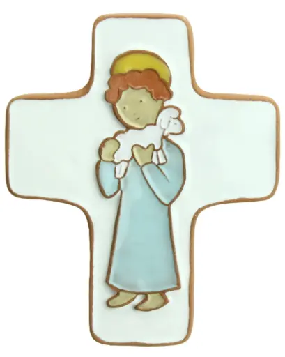 [MKR-58VG70C] Ceramic cross - Good Shepperd - Blue (95x120mm)