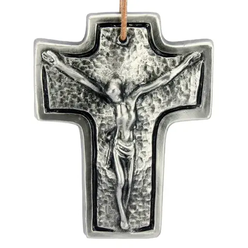 [MKR-60K30A] Kruisbeeld metaal/vernikkeld - 'Christus' (70x95mm)