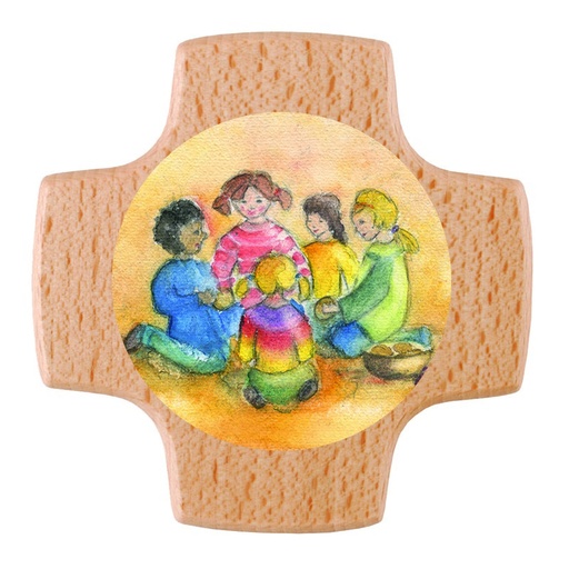 [MRL-810064] Kreuz Kinder beim Mahl (85x85mm)