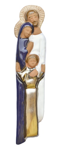 [PLK-02FAM1B] Wanddeco keramiek H Familie/donkerblauw - 5x20cm