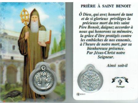 [PRT-31BENFR] Gebedskaartje/medaille - St Benoit FR (55x85mm)