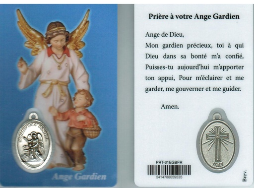 [PRT-31EGBFR] Gebedskaartje/medaille - Ange Gardien FR (55x85mm)