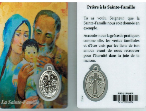 [PRT-31FAMFR] Carte de prière/médaille - Ste Famille FR (55x85mm)