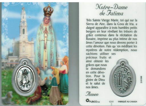 [PRT-31FATFR] Gebedskaartje/medaille - ND Fatima FR (55x85mm)