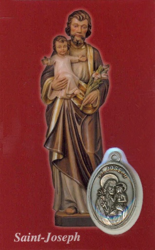[PRT-31JOSFR] Gebedskaartje/medaille - St Joseph FR (55x85mm)