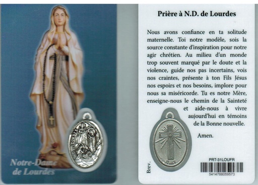 [PRT-31LOUFR] Gebetskarte/medaillon - ND Lourdes FR (55x85mm)