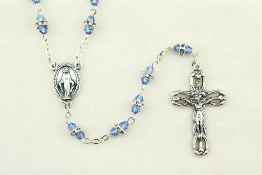 [RZK-05CR03BL] Rozenkrans - kristal/strass - blauw (8x6mm)