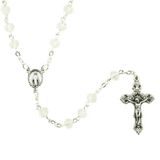 [RZK-05CR05] Chapelet - cristal/transparant - avec fermoire (⌀ 6mm)