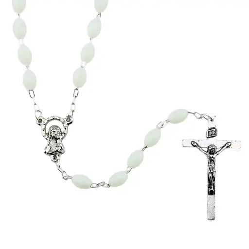 [RZK-05F202LG] Rozenkrans - plastic parels op ketting - fluorescerend (8x5mm)