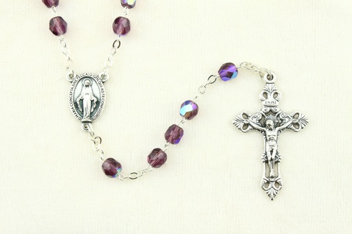 [RZK-05IR6AME] Rozenkrans - immitatie kristalparels/ketting - amethist (⌀ 6mm)