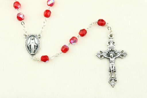 [RZK-05IR6RD] Rozenkrans - immitatie kristalparels/ketting - rood (⌀ 6mm)