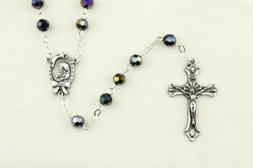 [RZK-05IR6SCA] Chapelet - immitation cristal/chaîne - scarabée (⌀ 6mm)