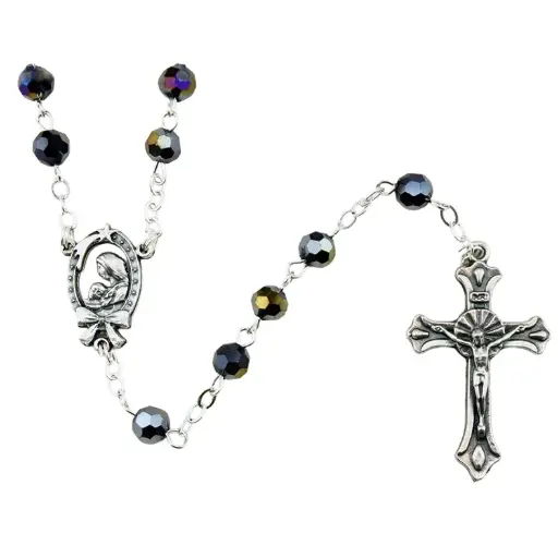 [RZK-05IR6SCA] Chapelet - immitation cristal/chaîne - scarabée (⌀ 6mm)