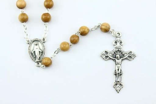 [RZK-05UT2] Rozenkrans - olijfhouten kralen/ketting (⌀ 7mm)