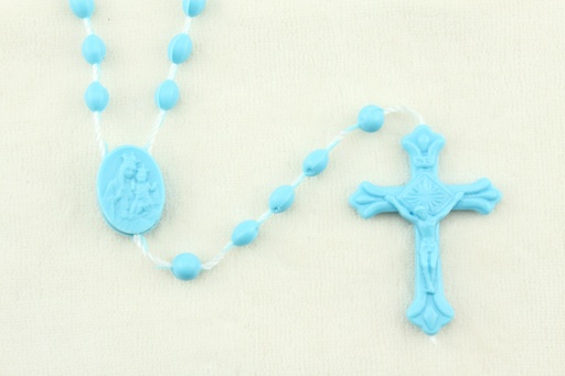 [RZK-091500BL] Rosaire - plastique/cordon - bleu (6x4mm)