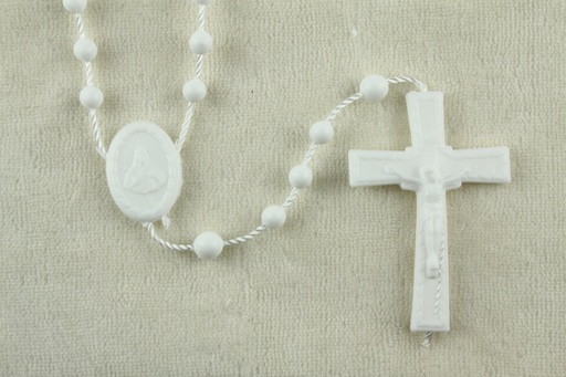[RZK-091500WT] Rozenkrans - plastic kralen/koord - wit (⌀ 4mm)