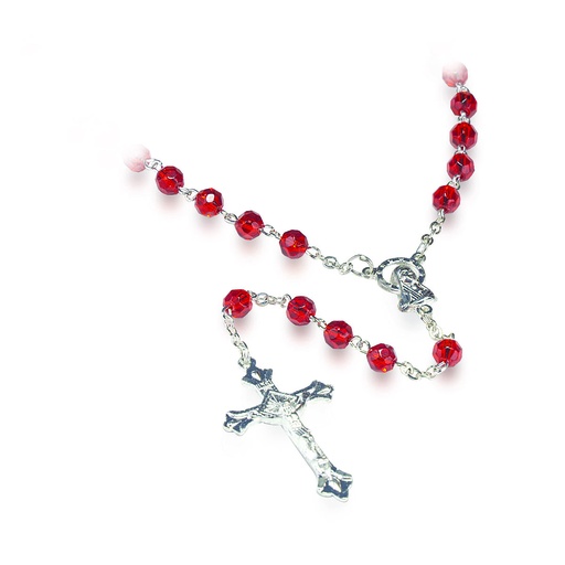 [RZK-35CHM07] Chapelet du mois 'Juillet' - im.cristal/rouge rubis (⌀ 6mm)