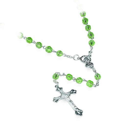 [RZK-35CHM08] Chapelet du mois 'Ao–t' - im.cristal/péridot (⌀ 6mm)