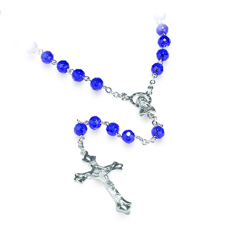 [RZK-35CHM09] Chapelet du mois 'Septembre' - im.cristal/bleu saphire (⌀ 6mm)