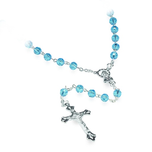 [RZK-35CHM12] Chapelet du mois 'Décembre' - im.cristal/Topaz bleu (⌀ 6mm)