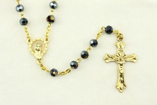 [RZK-40D38SCA] Rozenkrans - imitatie kristal/vergulde ketting - scarabe ( ⌀ 6mm)