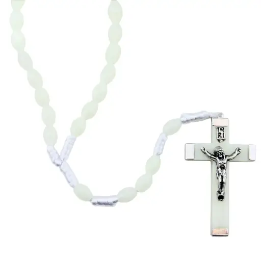 [RZK-40LG33] Chapelet - graines fluorescentes sur corde/avec fermeture (8x5mm)